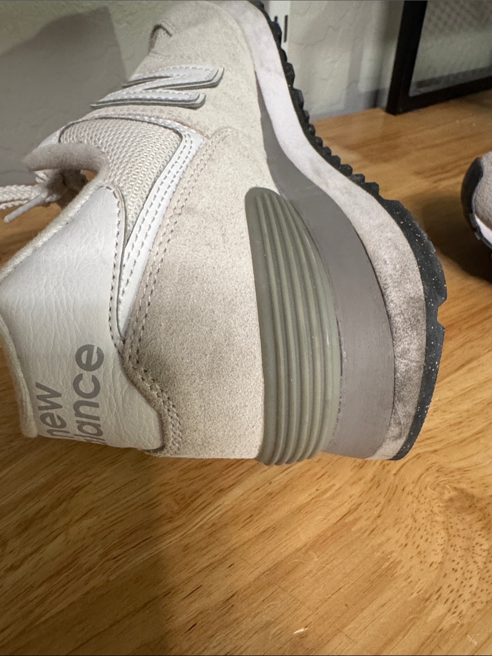 New Balance 574 Light Gray Suede & Mesh Sneakers - Picture 9 of 10
